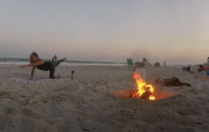 Full moon bonfire yoga