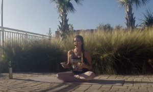 beachside yoga class